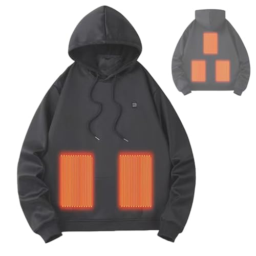 Proptmiina - Unisex Heated Hoodie, Heated Pullover Hoodie (Color : Black, Size : Large)