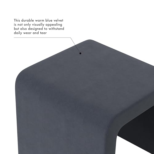 Image of HomePop 22 inch Modern Arch Velvet Ottoman - Steel Blue Velvet