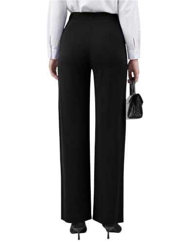 JEKAOYI Womens High Waisted Wide Leg Dress Pants Stretchy Work Slacks Black - image 2