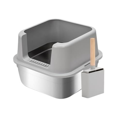 Arenero para gatos de acero inoxidable, grande, fácil limpieza miniatura 1