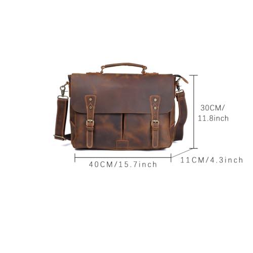 Vintage Messenger Bag Men's Handheld Briefcase Leather Shoulder Computer Bag4