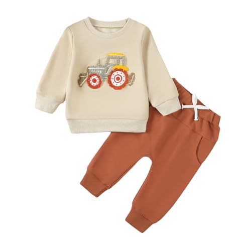 Listado de Ropa de deporte para Bebé los más recomendados. 45 BULINGNA - Conjunto de sudadera de manga larga para bebé y niño, con pantalones deportivos para otoño e invierno, Caqui, 12-18 Meses