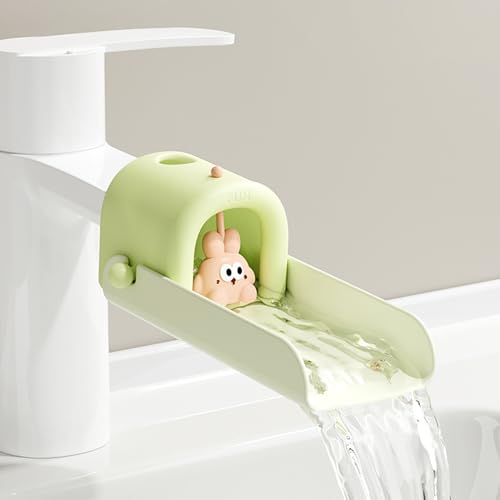 Image of OLEWELL Faucet Extender Temperature Sensitive for Toddlers Silicone Sink Extender for Toddlers Faucet Extender for Babies Kids Children (Green)