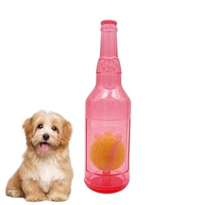 Interactive Dog Toy Rubber Bottle Toy Squeaky Dogs Chew Toy, Funny Water Bottle Dog Toy, Beer Bottle Chew Dog Toy Squeaking Dog Toy with Ball