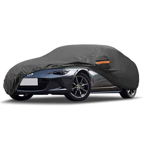 Image of MORNYRAY Compatible with Mazda MX-5,Car Cover Outdoor Waterproof Sun Rain Snow Hail Protection with Driver Door Zipper (Black, Custom Fit for Mazda MX-5)