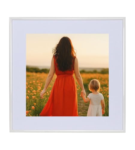 IDEAL TREND New Lifestyle Kunststoff Bilderrahmen mit Passepartout & Kunststoffglas Collage Wanddeko Poster Hoch- & Querformat: Farbe: Weiß | Format: 40x40