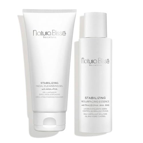 Natura Bissé Set Renovación Exfoliante: Stabilizing Facial Cleansing Gel (200 ml) + Stabilizing Resurfacing Essence (100 ml) - Dúo Efecto Piel Nueva con AHA, PHA, Ácido Salicílico y Niacinamida