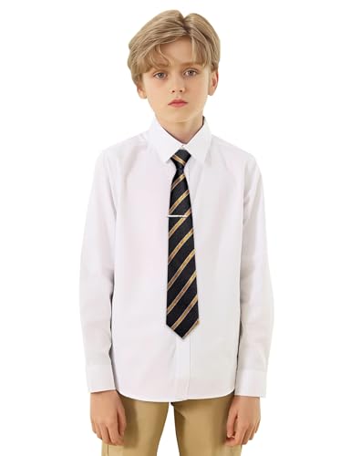 Image of Barry.Wang Boys Ties School Pre-Tied Kids Necktie Handkerchief Clip Set Uniforms Child Ties for 8-14 Years Wedding Party