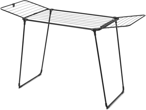Brabantia Étendoir à Linge HangOn Too, 18 mètres (Noir Mat) – Séchoir à Linge Large capacité pour Une Charge complète de Machine – Étendoir Pliable...
