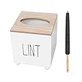 Lint Bin for Laundry Room, Farmhouse Lint Box, Wooden Lint Holder with Lid, Lint Container for Laundry Room Decor, Dryer Lint Trash Can for Laundry Accessory Organization