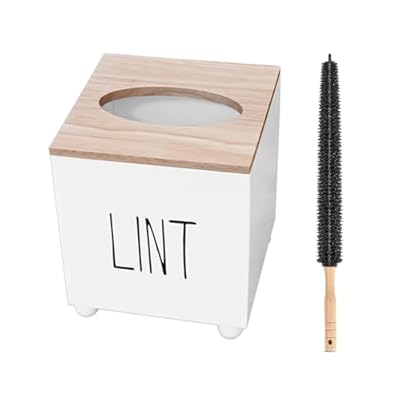 Lint Bin for Laundry Room, Farmhouse Lint Box, Wooden Lint Holder with Lid, Lint Container for Laundry Room Decor, Dryer Lint Trash Can for Laundry Accessory Organization