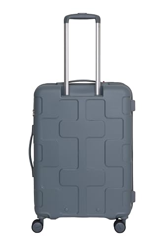 Image of American Tourister Cuboid | Cabin Trolley Bag (55 cm) | 360 8 Wheel Travel Luggage | Hard Case Polypropylene Suitcase | Recessed Combination Lock | Stormy Grey
