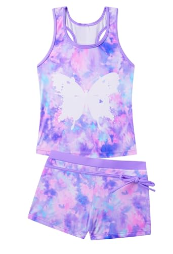 Image of Akokvlar Girls Two Piece Bathing Suit Swimsuit Tankini Swimwear with Boyshort