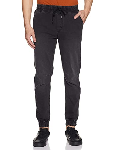 Image of Mens Black Denim Joggers