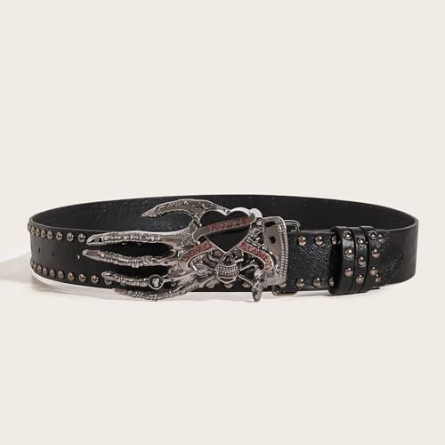 Skull Finger Belts, Punk Style y2k Belt With Buckle, Personalised Studded Belt for Women and Men4