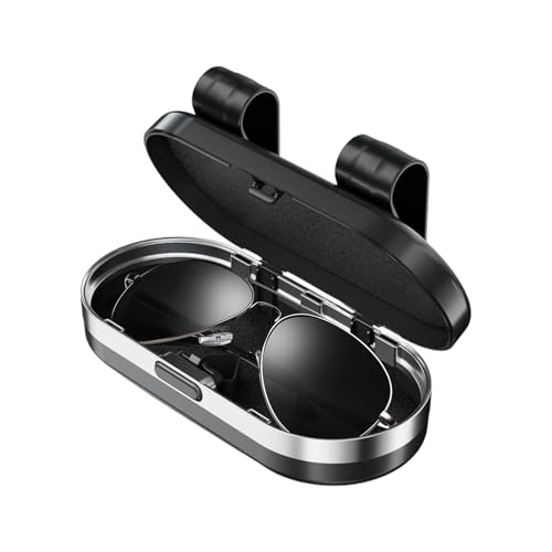 Porta gafas de sol - clip de taquilla de metal ABS, clip de sol de cuero de 18 cm | Caja de almacenamiento de gafas a prueba de polvo para lentes polarizadas, visera para interiores de