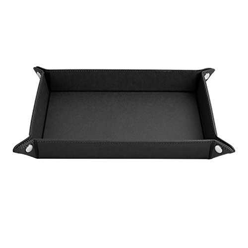 ONLVAN Jewelry Leather Valet Tray for men travel valet tray(12.8"Ã—10.6"- Black)