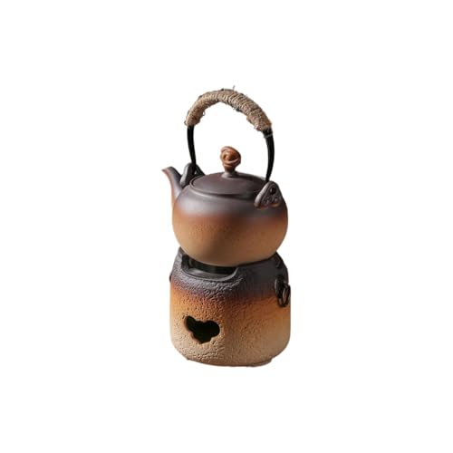 YNYN 土瓶 直火 急須 土瓶 陶器 IH 直火対応 やかん 急須ポット 茶道道具 湯沸かし 耐熱 ヴィンテージ 飾る おしゃれ茶? 薬缶 お茶 薬草 漢方 家庭用 ティーポット 家 庭、屋外、旅行用の暖炉のそばでのお茶作り ティーセット (如意柄鍋 +