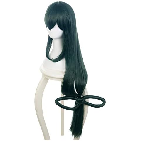 MUZIWIG Anime Cosplay Wig for My Hero Academia Asui Tsuyu Halloween Costume Accessories Party Synthetic Hair with Free Wig Cap Cover