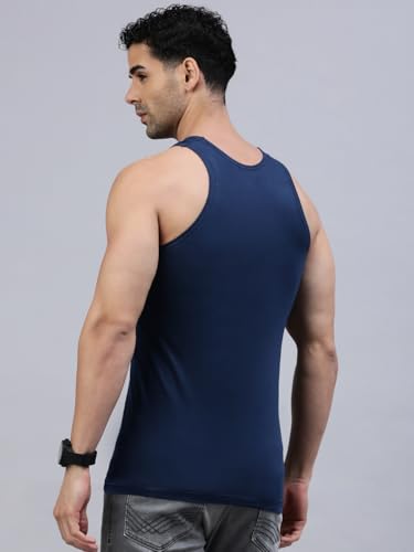 Image of LUX PARKER Men's Cotton Sleeveless Round Neck Regular Fit Vest | Baniyan for Men | Pack of 4