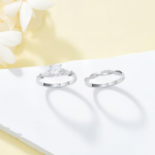 10K 14K 18K Gold 1-5 Carat Round/Oval/Princess/Emerald/Heart/Pear/Marquise Cut Moissanite Wedding Ring Sets for Women Moissanite Ring Bridal Sets Size 3-163