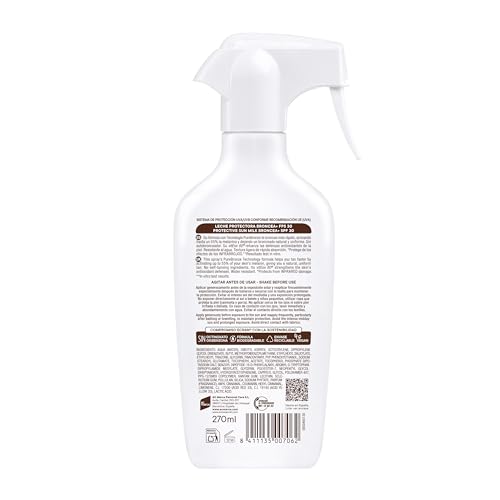 Ecran-Sunnique-Leche-Protectora-Solar-Broncea-SPF-30-en-Spray-Proteccion-UVB-y-UVA-Activa-el-Bronceado-Natural-Sin-Autobronceador-con-Tecnologia-PureBronze-Resistente-al-Agua-270-ml