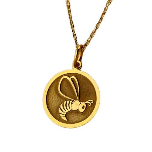 Collar de plata de ley 925 con colgante de abeja de 24 mm y baño de oro exclusivo LKBEADS