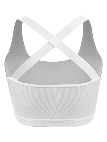 Hansber Kids Girls' Sleeveless Removable Chest Pads Athletic Sports Bra Yoga Gymnastics Workout Cami Top2