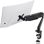 Suptek Single Monitor Arm Gas Spring, Monitor Arm Desk Mount for 17-32 inch Monitors up to 10kg, Tool Free Height Adjustable Screen Arm with Tilt Swivel Rotation, VESA 75/100mm, C-clamp/Grommet Option