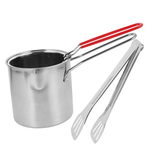 JECOMPRIS Mini Deep Fryer Pot Stainless Steel Round Basket Lightweight Easy to Store Food Cooking Pot