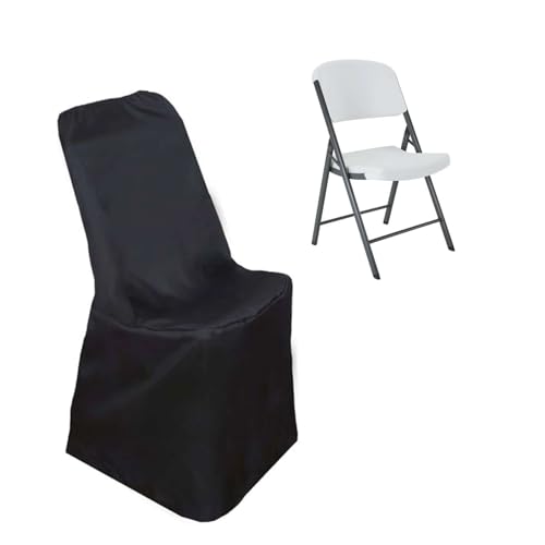 BalsaCircle 10 pcs Black Lifetime Folding Polyester Chair Covers for Party Wedding Linens Decorations Dinning Ceremony Reception Supplies
