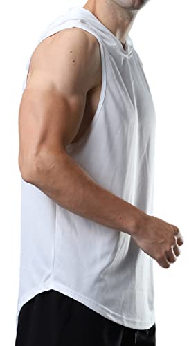 Men's Sleeveless Hoodie Quick Dry Muscle Gym Shirts Workout Hooded Tank Top4