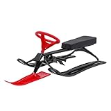Snow Racer Sled, Ski Sled Slider Board with Steering Wheel, Twin Brakes, Kids Sled Snow Capacity of 220 LBS, Classic Snow Sled for 3-15 Years Kids & Teenagers (Red)