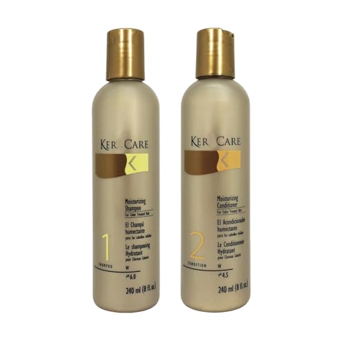 Moisturizing Shampoo & Conditioner Ker Care Combo Set for Color Treated Hair 8 oz Each - Sulfate-Free - Maintains Moisture & Vibrancy