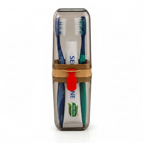Image of Germ Protection Portable Transparent Toothbrush Cover Case - Anti-Bacterial Design, Travel Friendly, Dustproof, Lightweight & Easy Storage 1 Pcs, Square