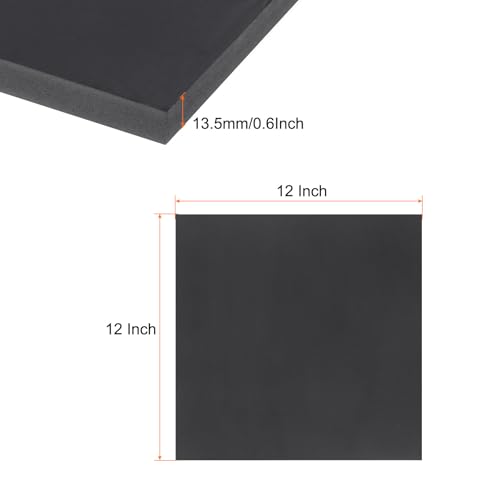 Image of Expanded PVC Plastic Sheet 0.6 inch Thick, 12 inchx12 inch Lightweight Rigid Foam Sheet, [for Crafts Signage Displays Digital Screen Printing] - Black / 1 Pcs