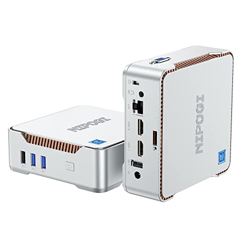 NiPoGi Essenx E2 Mini PC, Ιntel Twin Lake N150(bis zu 3,6 GHz), 16 GB DDR4 256 GB M.2 SSD Mini Desktop Computer für Schule/Büro, 4K Dual Display, HDMI 2.0, DP, Dual-WiFi, VESA-Halterung. 8 G
