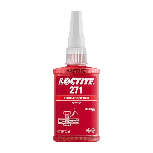 Loctite Threadlocker Red 271 locks, seals threaded fasteners permanently, prevent loosening from vibration, great for engines, machinery, vehicles for valve covers, water pumps, and alternators(50ml)