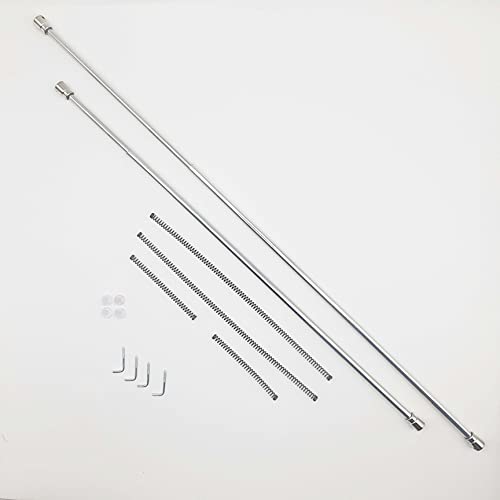 Jumbo Triplex 2 Bacchette Universali con Molla e Ventosa, Acciaio, Argento, 27-40 cm