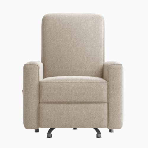 Cecer Recliner Chair, 360° Swivel Chair, Linen Modern Nursery Recliner Chair With Side Storage Pockets, Upholstered Reclining Chairs For Living Room, Beige #TOP2