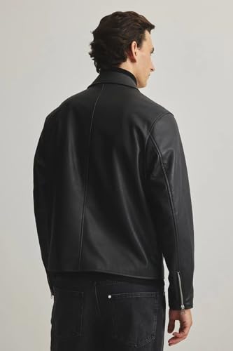 Image of Men's Black Jacket || Lightweight Outwear Jacket Biker Jacket for Man | Collared Zip-Up Classic Style