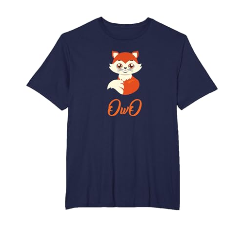 OwO - Cute Baby Fox - Funny Furry Fandom Cute OwO Fursuit T-Shirt, Men's Big and Tall, Navy Blue, 5X Tall