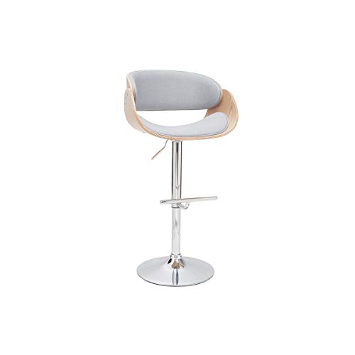 Miliboo - Taburete de bar, diseño ajustable, tejido gris y madera clara, color gris