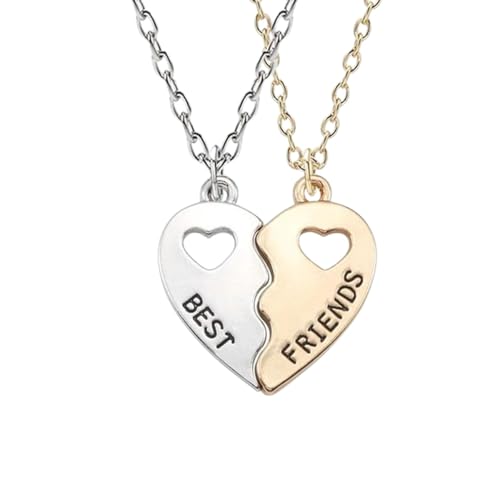 New 2026 Fashion Best Friends Honey Couple Pendant Necklace 2 Pcs/Chain Choke Broken Heart Good Friendship Jewelry Gift Accessories Creative
