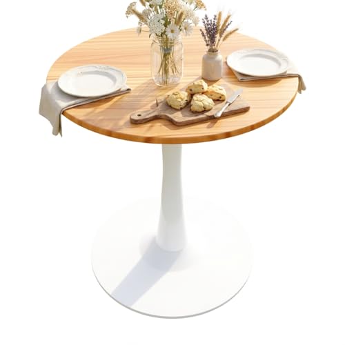 23.62' Small Round Dining Table for 2 – Durable & Well-Made Tulip Table with Sturdy Metal Frame, Compact 2-Seater Kitchen or Dining Room Table for Small Spaces, Apartments, Café, Restaurant, Office