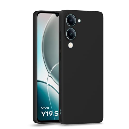 Image of Outlouders Back Cover for Vivo Y19e / Y04 4G / Y29s 5G | Camera Protection | Durable Soft Matte Silicone Bumper Case (Black)