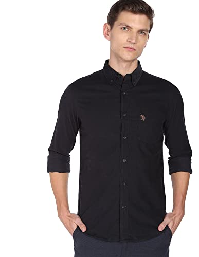 Image of U.S. Polo ASSN. Men Cotton Solid Tailored Fit Shirt