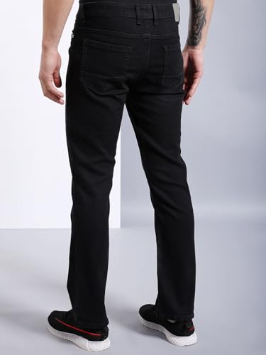 Image of The Indian Garage Co Men Bootcut Solid Mid-Rise Stretchable Jeans