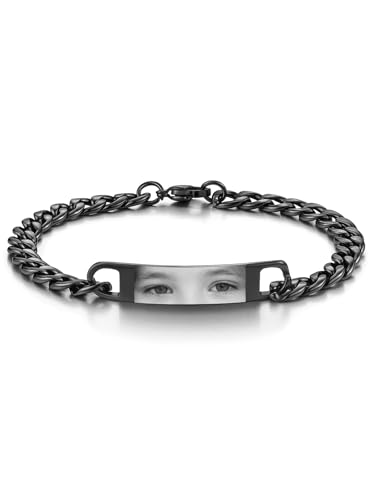 Zysta Bracciale Targhetta Personalizzabile con i tuoi Occhi in Acciaio