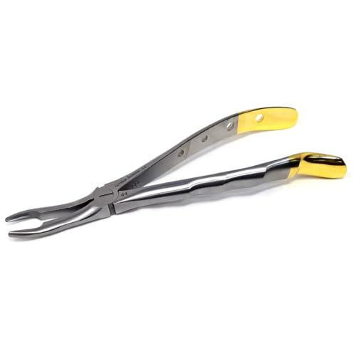 IMEDS Dental Extracting Forceps #44 with Serrated Beaks Lower Premolar Tooth Extraction German Stainless Steel Tools Comes in Gold Handle